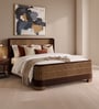 Heritage Cane Upholstered Bed in Linen With Oak wood Frame