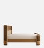 Heritage Cane Upholstered Bed in Linen With Oak wood Frame
