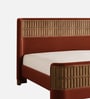 Heritage Cane Upholstered Queen Size Bed in Linen With Oak wood Frame