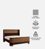 Heritage Cane Upholstered Queen Size Bed in Linen With Oak wood Frame