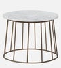 Hernan Metal Round Coffee Table In Brass Finish With Marble Top