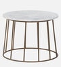 Hernan Metal Round Coffee Table In Brass Finish With Marble Top