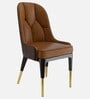Herno Leatherette Dining Chair In Tan And Grey Color