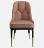 Herno Leatherette Dining Chair In Tan And Light Grey Color
