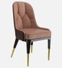 Herno Leatherette Dining Chair In Tan And Light Grey Color
