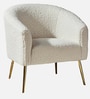 Herrin Boucle Fabric Barrel Chair In Ivory Colour