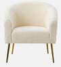 Herrin Boucle Fabric Barrel Chair In Ivory Colour