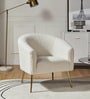 Herrin Boucle Fabric Barrel Chair In Ivory Colour