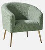 Herrin Boucle Fabric Barrel Chair In Sage Colour