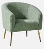 Herrin Boucle Fabric Barrel Chair In Sage Colour