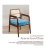 Hertz Solid Wood Arm Chair in Brown & Blue Color