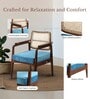 Hertz Solid Wood Arm Chair in Brown & Blue Color