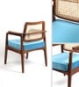 Hertz Solid Wood Arm Chair in Brown & Blue Color
