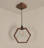 Hex Brown Solid Wood Single Hanging Light