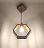 Hex Brown Solid Wood Single Hanging Light