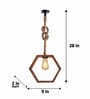 Hex Brown Solid Wood Single Hanging Light
