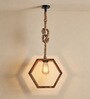 Hex Brown Solid Wood Single Hanging Light