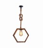 Hex Brown Solid Wood Single Hanging Light