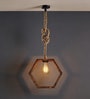 Hex Brown Solid Wood Single Hanging Light