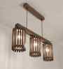Hexa 3 Lights Brown Solid Wood Linear Chandelier Cluster Hanging Light