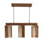Hexa 3 Lights Brown Solid Wood Linear Chandelier Cluster Hanging Light