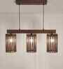 Hexa 3 Lights Brown Solid Wood Linear Chandelier Cluster Hanging Light