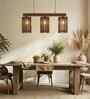 Hexa 3 Lights Brown Solid Wood Linear Chandelier Cluster Hanging Light
