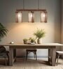 Hexa 3 Lights Brown Solid Wood Linear Chandelier Cluster Hanging Light