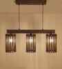 Hexa 3 Lights Brown Solid Wood Linear Chandelier Cluster Hanging Light