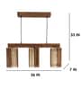 Hexa 3 Lights Brown Solid Wood Linear Chandelier Cluster Hanging Light
