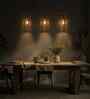 Hexa 3 Lights Brown Solid Wood Linear Chandelier Cluster Hanging Light