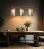 Hexa 3 Lights Brown Solid Wood Linear Chandelier Cluster Hanging Light