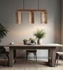Hexa 3 Lights Brown Solid Wood Linear Chandelier Cluster Hanging Light