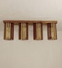 Hexa 4 Lights Brown Solid Wood Flush Mounted Ceiling Light