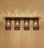 Hexa 4 Lights Brown Solid Wood Flush Mounted Ceiling Light