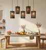 Hexa 5 Lights Brown Solid Wood Linear Chandelier Cluster Hanging Light