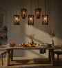 Hexa 5 Lights Brown Solid Wood Linear Chandelier Cluster Hanging Light