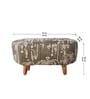 Hexa Acacia Wood Pouffe in Dark Grey Printed Fabric
