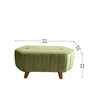 Hexa Acacia Wood Pouffe in Green Velvet Fabric