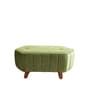 Hexa Acacia Wood Pouffe in Green Velvet Fabric