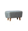 Hexa Acacia Wood Pouffe in Grey Raffia Fabric