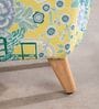 Hexa Acacia Wood Pouffe in Yellow Fabric
