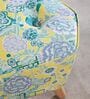 Hexa Acacia Wood Pouffe in Yellow Fabric