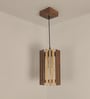 Hexa Brown Solid Wood Single Hanging Light