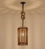 Hexa Brown Solid Wood Single Hanging Light