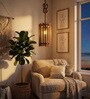 Hexa Brown Solid Wood Single Hanging Light