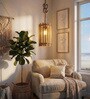 Hexa Brown Solid Wood Single Hanging Light