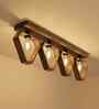 Hexad 4 Lights Brown Solid Wood Flush Mounted Ceiling Light