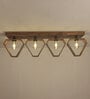 Hexad 4 Lights Brown Solid Wood Flush Mounted Ceiling Light