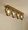 Hexad 4 Lights Brown Solid Wood Flush Mounted Ceiling Light